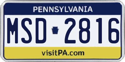PA license plate MSD2816