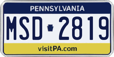 PA license plate MSD2819