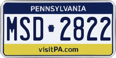 PA license plate MSD2822