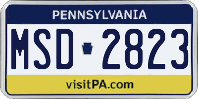 PA license plate MSD2823