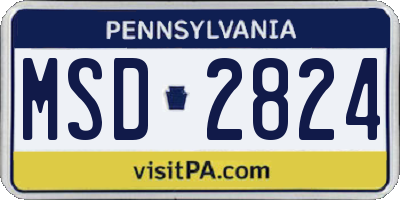 PA license plate MSD2824