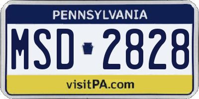 PA license plate MSD2828