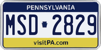 PA license plate MSD2829