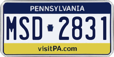 PA license plate MSD2831