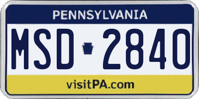 PA license plate MSD2840