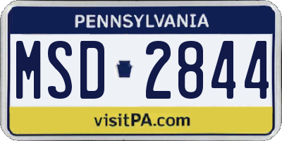 PA license plate MSD2844