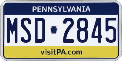 PA license plate MSD2845