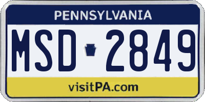 PA license plate MSD2849