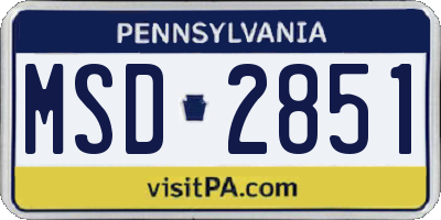 PA license plate MSD2851