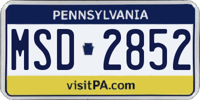 PA license plate MSD2852