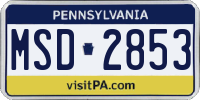 PA license plate MSD2853