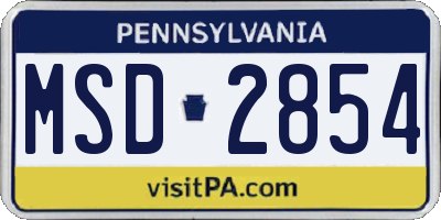 PA license plate MSD2854