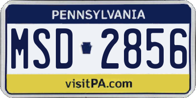 PA license plate MSD2856