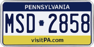 PA license plate MSD2858