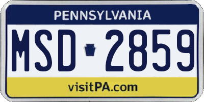 PA license plate MSD2859