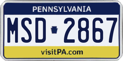 PA license plate MSD2867