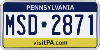 PA license plate MSD2871