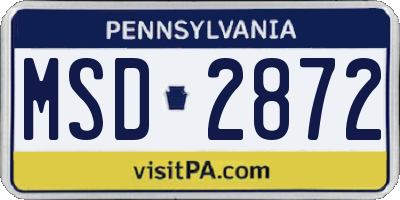 PA license plate MSD2872