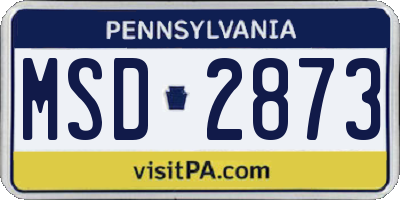 PA license plate MSD2873