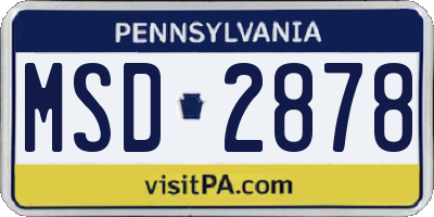 PA license plate MSD2878