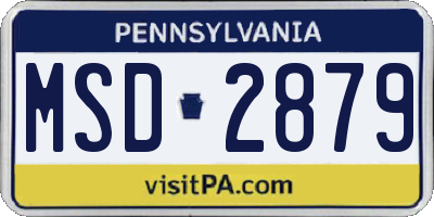 PA license plate MSD2879