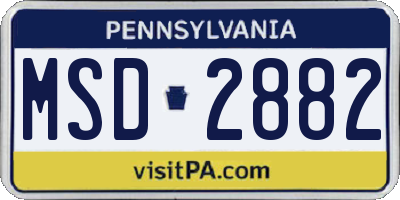 PA license plate MSD2882