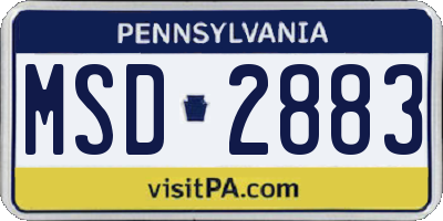 PA license plate MSD2883