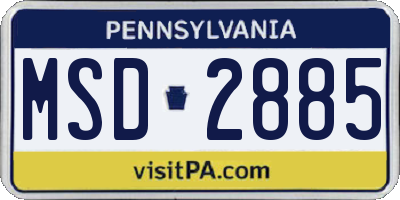 PA license plate MSD2885