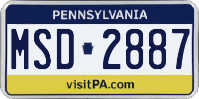 PA license plate MSD2887