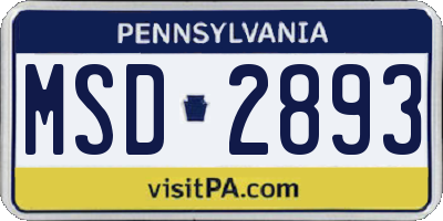 PA license plate MSD2893