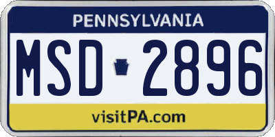 PA license plate MSD2896