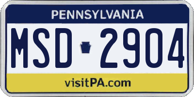 PA license plate MSD2904