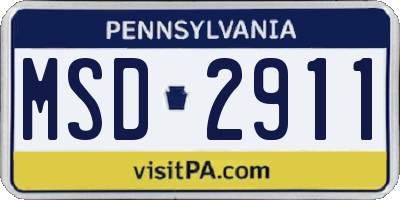 PA license plate MSD2911