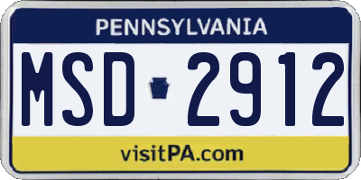 PA license plate MSD2912