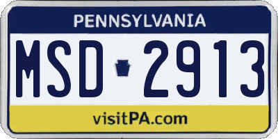 PA license plate MSD2913