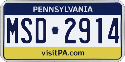 PA license plate MSD2914