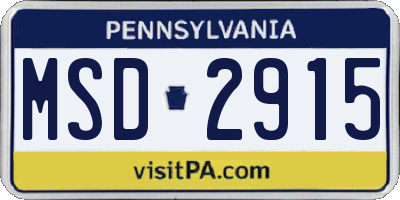 PA license plate MSD2915
