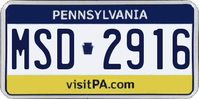 PA license plate MSD2916