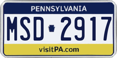 PA license plate MSD2917