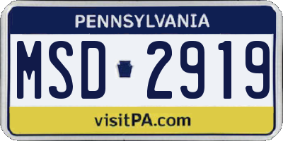 PA license plate MSD2919
