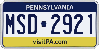 PA license plate MSD2921