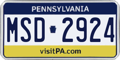 PA license plate MSD2924