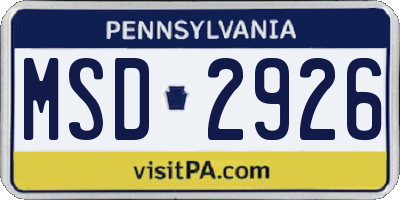 PA license plate MSD2926