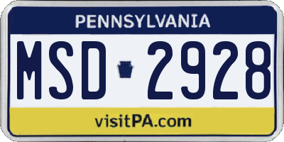 PA license plate MSD2928