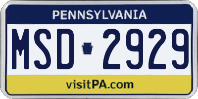 PA license plate MSD2929