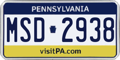PA license plate MSD2938
