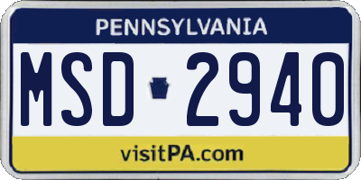 PA license plate MSD2940