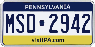 PA license plate MSD2942