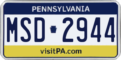 PA license plate MSD2944