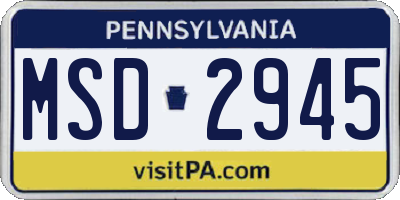 PA license plate MSD2945